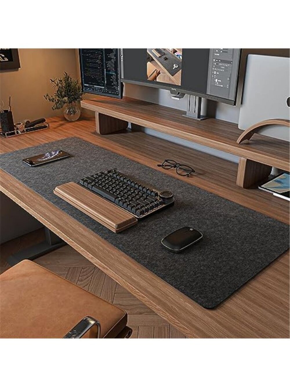 Felt Desk Mat, Computer Mat for Desk, Dark Gray (36x12Inches)